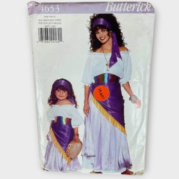 Butterick 4653 Sewing Pattern Misses Childrens Gypsy Costume Uncut - Picture 1 of 3